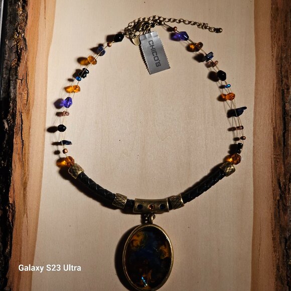 NWT Chico's Multi color string beaded BOHO Y2K chunky 90's style choker necklace - Picture 2 of 6